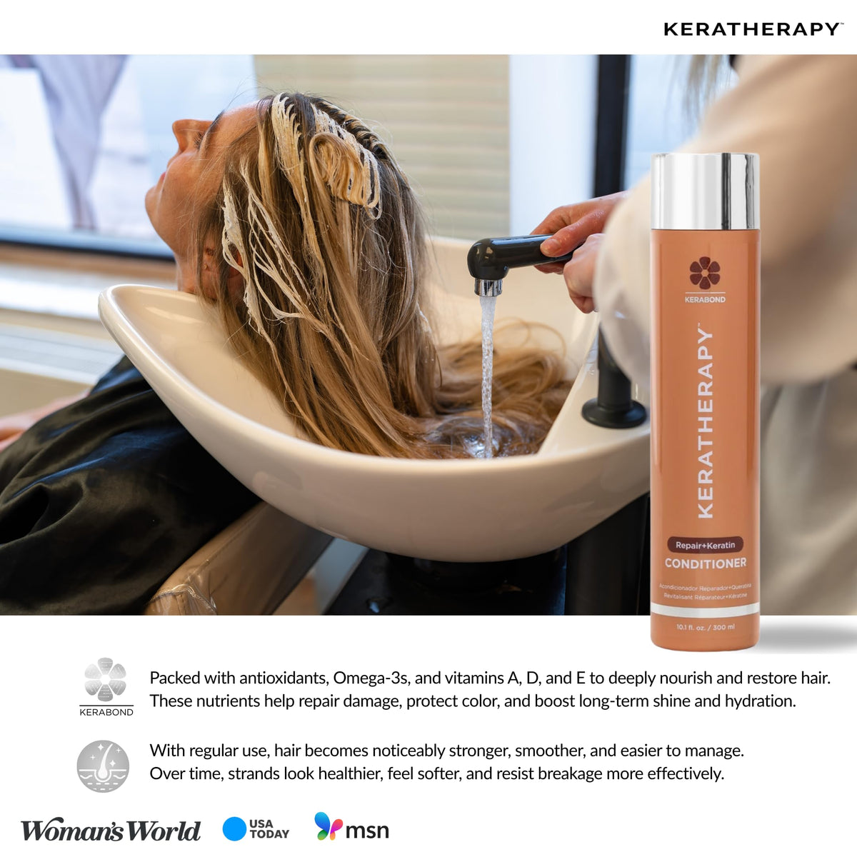 KERATHERAPY in-shower lather showing cleansing and smoothing action