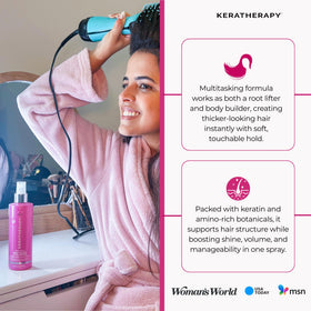 KERATHERAPY being applied to damp roots for instant lift