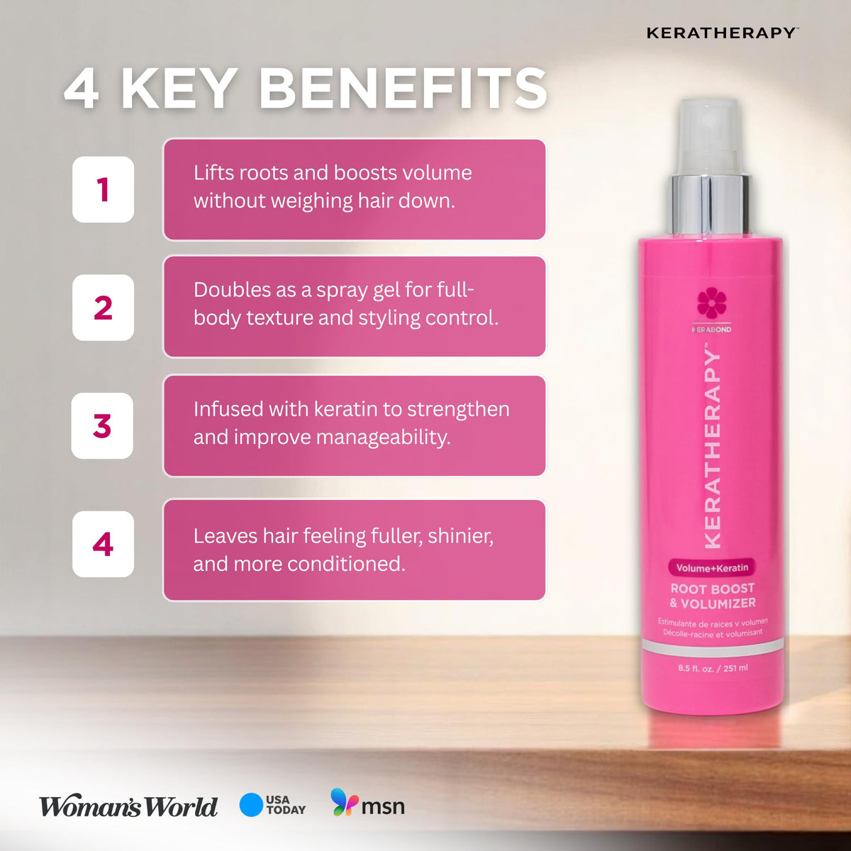 KERATHERAPY label close-up highlighting Kerabond technology benefits