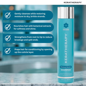 KERATHERAPY creamy lather texture illustrating gentle moisturizing cleanse