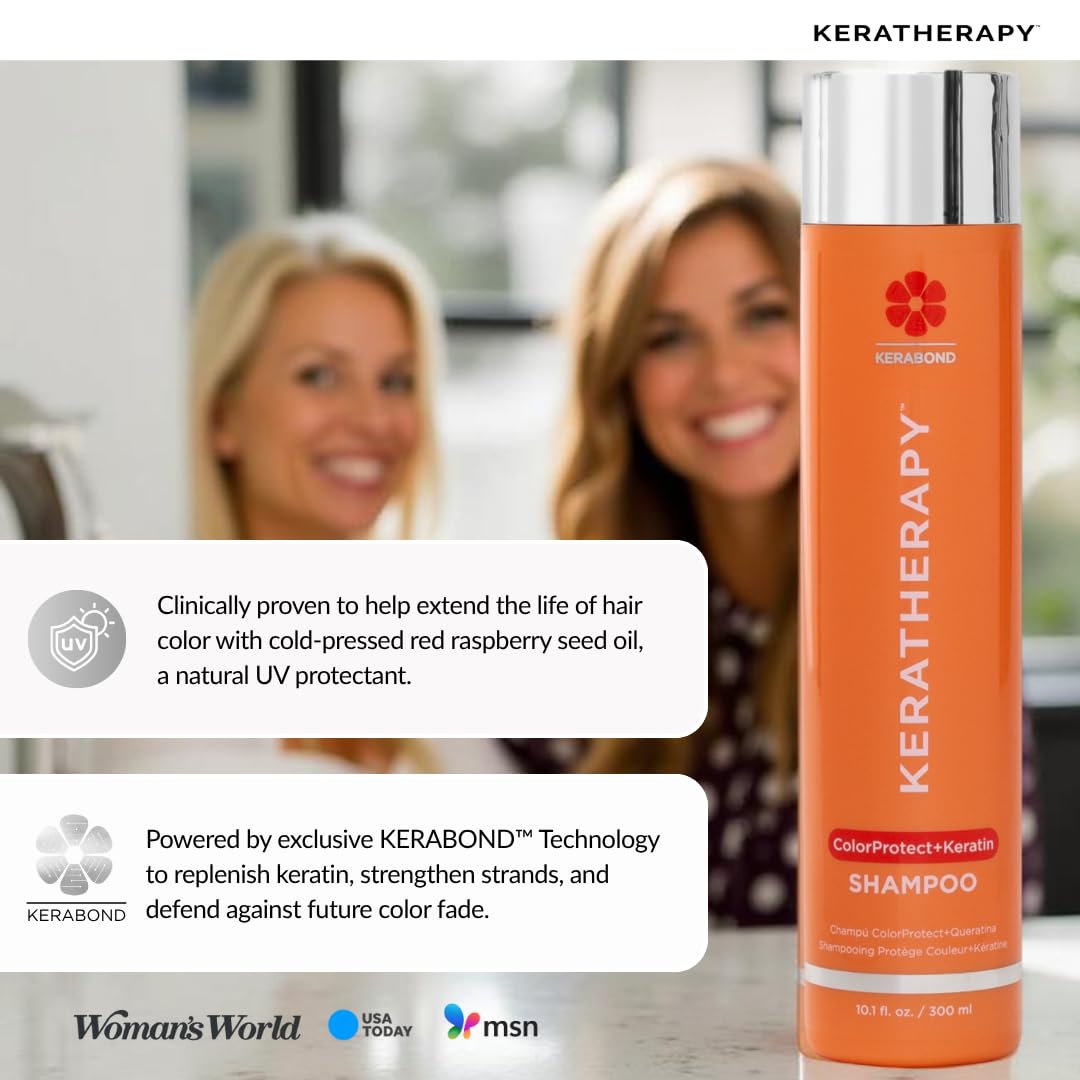 KERATHERAPY shampoo in shower demonstrating easy in-routine use