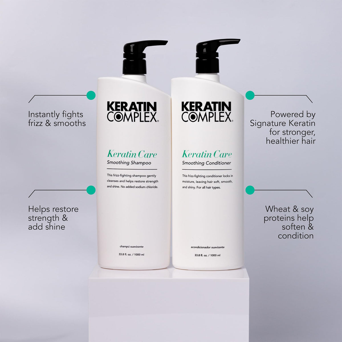 Keratin Complex bottle label detail emphasizing ingredients and professional benefit