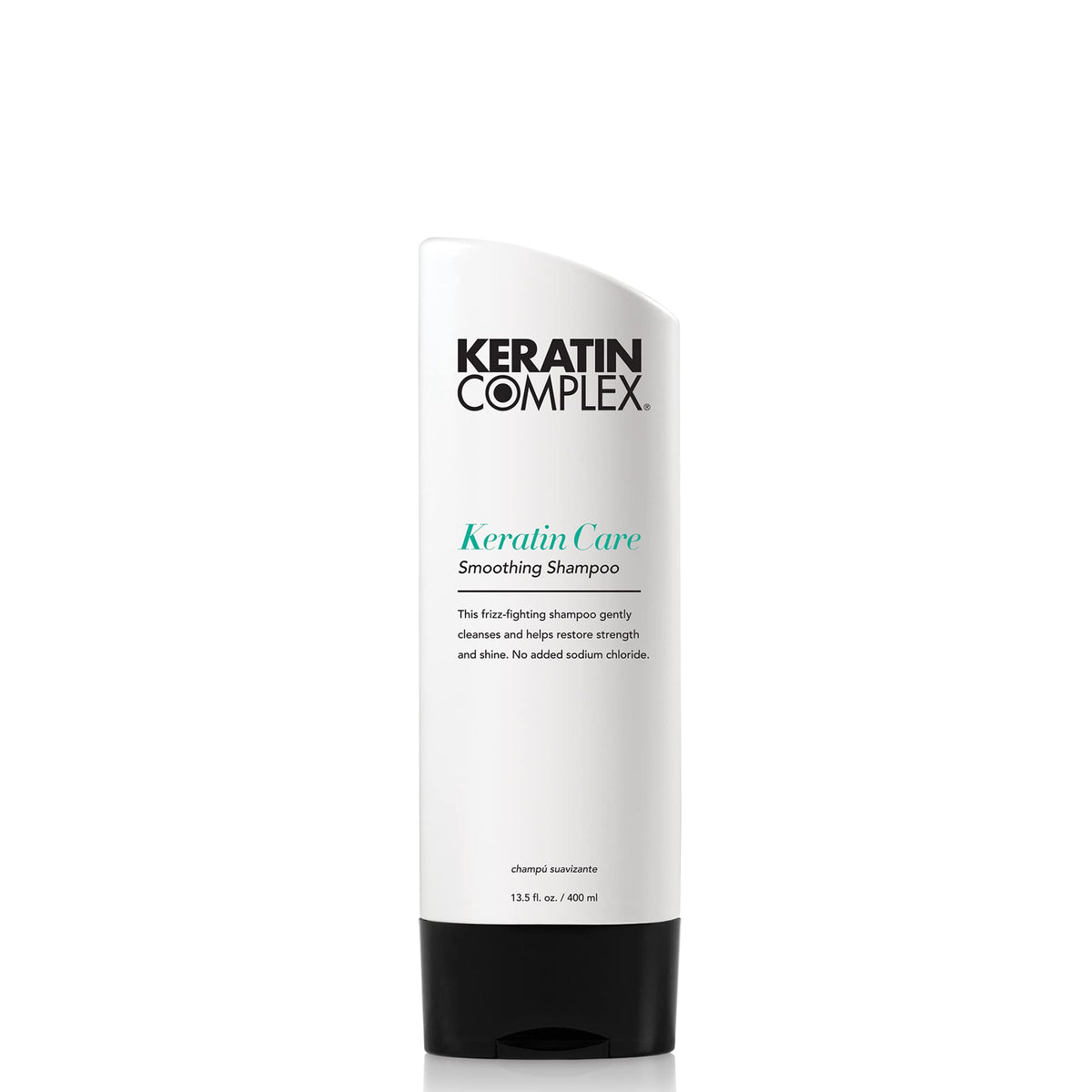 Keratin Complex front bottle showing product and clean design, promotes easy identification