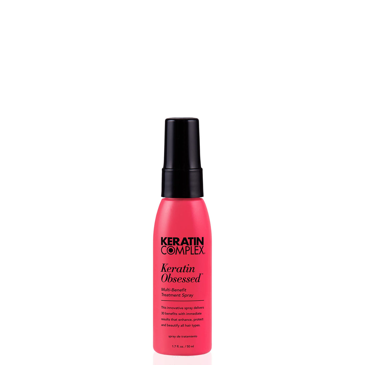 Keratin Complex front packaging showing bottle and benefits for styling