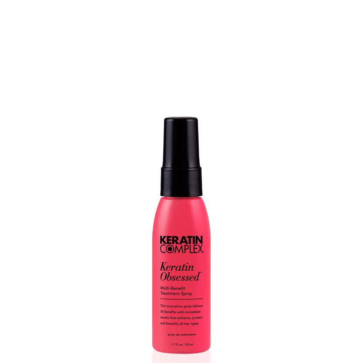 Keratin Complex front packaging showing bottle and benefits for styling