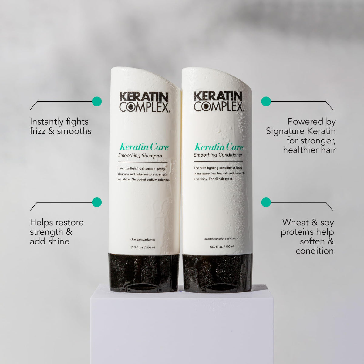 Keratin Complex pump closeup demonstrating convenient dispensing and precise control