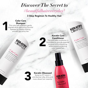 Keratin Complex Color Care Shampoo pump close-up demonstrating easy use