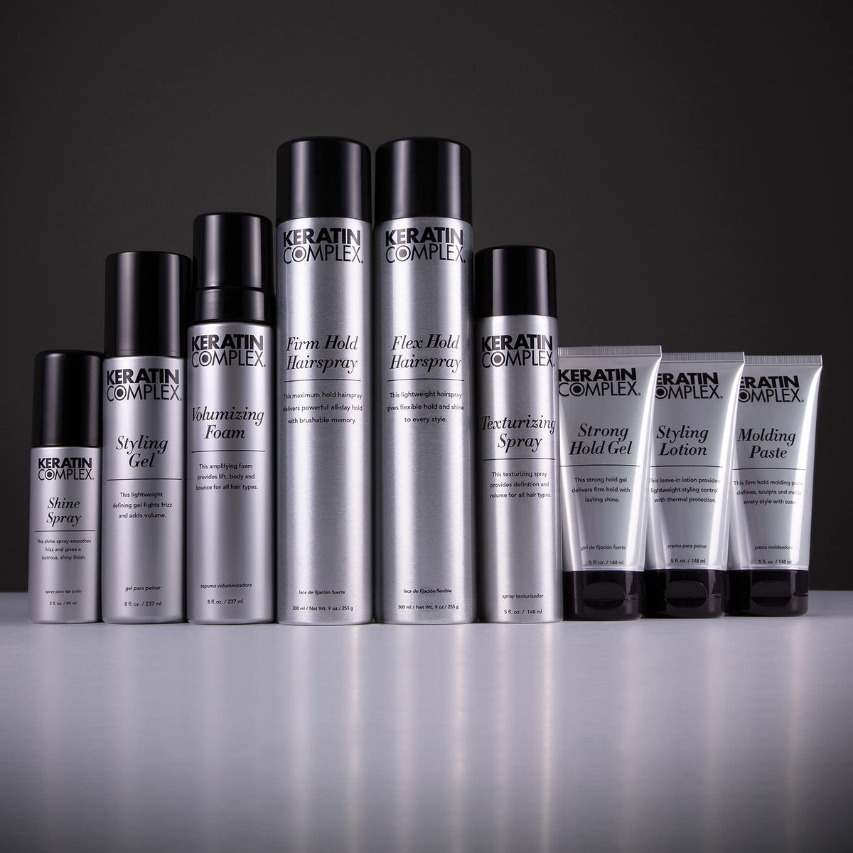 Keratin Complex texture droplet on hair strand showing conditioning emollients and smoothness