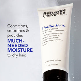 Keratin Complex being applied to towel-dried hair demonstrating smoothing and detangling benefit