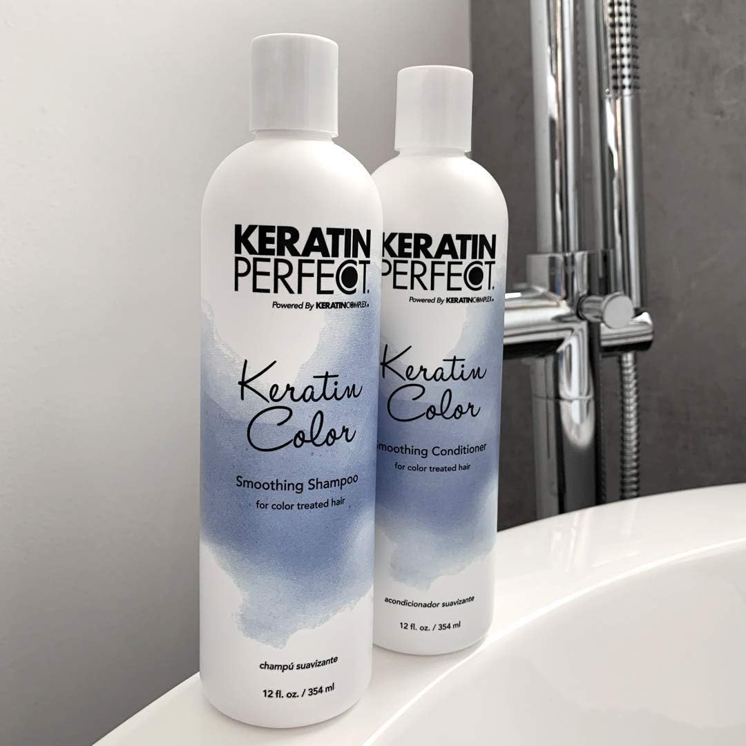 Keratin Perfect before and after hair comparison showing reduced frizz