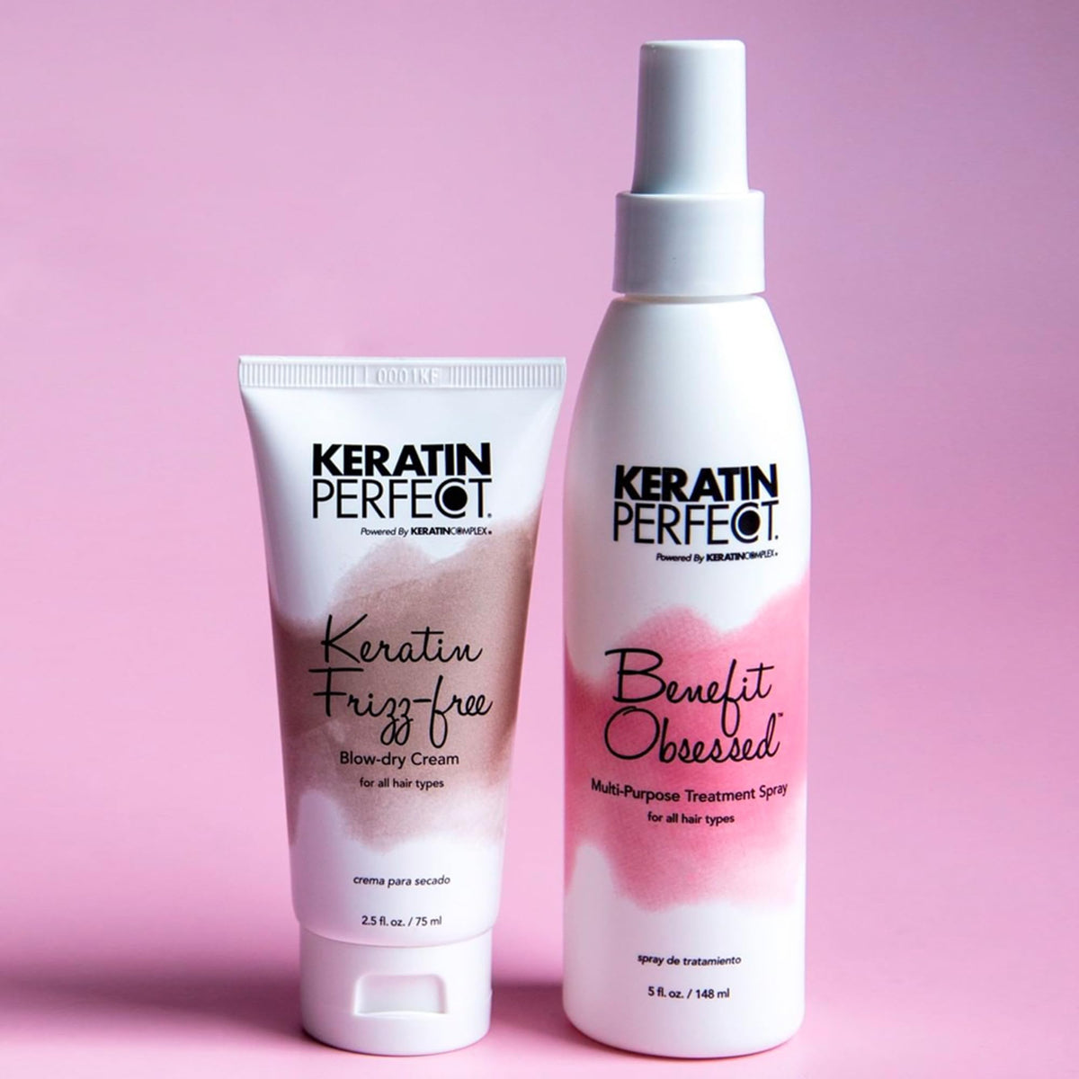 Keratin Perfect before and after split view showing reduced frizz and polished results benefit