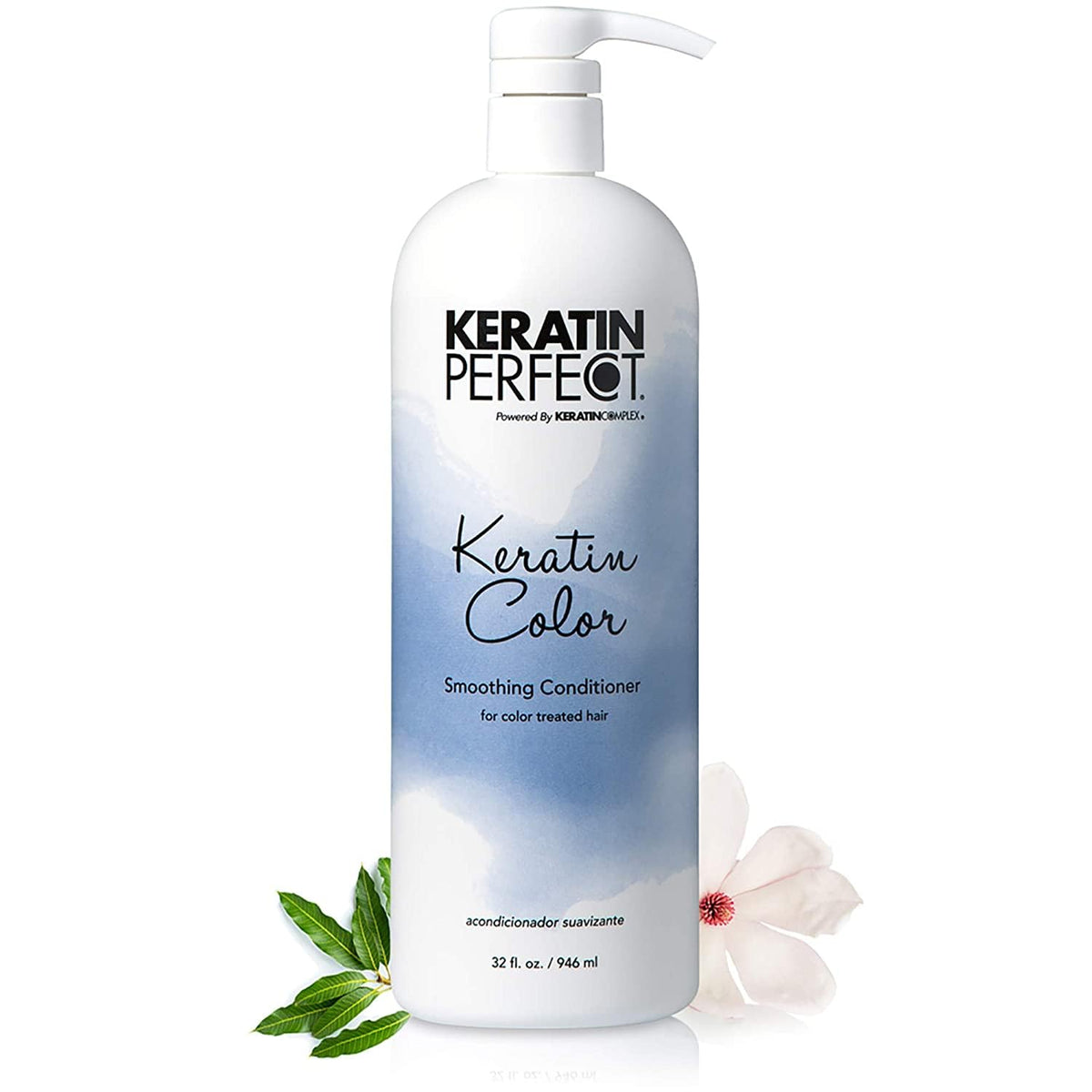 Keratin Perfect label detail highlighting keratin blend and color-safe formula