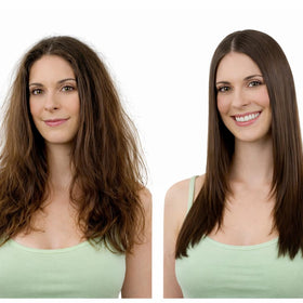 KERATIN RESEARCH applied by stylist demonstrating salon-quality smoothing