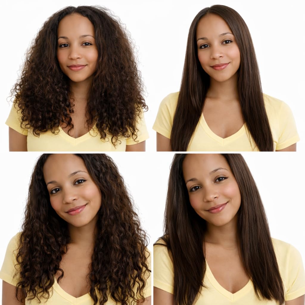 KERATIN RESEARCH before and after hair photo showing reduced frizz benefit