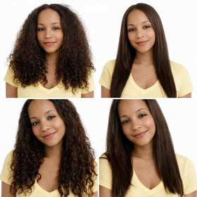 KERATIN RESEARCH before and after hair comparison showing frizz reduction
