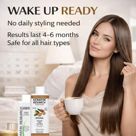KERATIN RESEARCH clarifying shampoo bottle prepping hair for better results