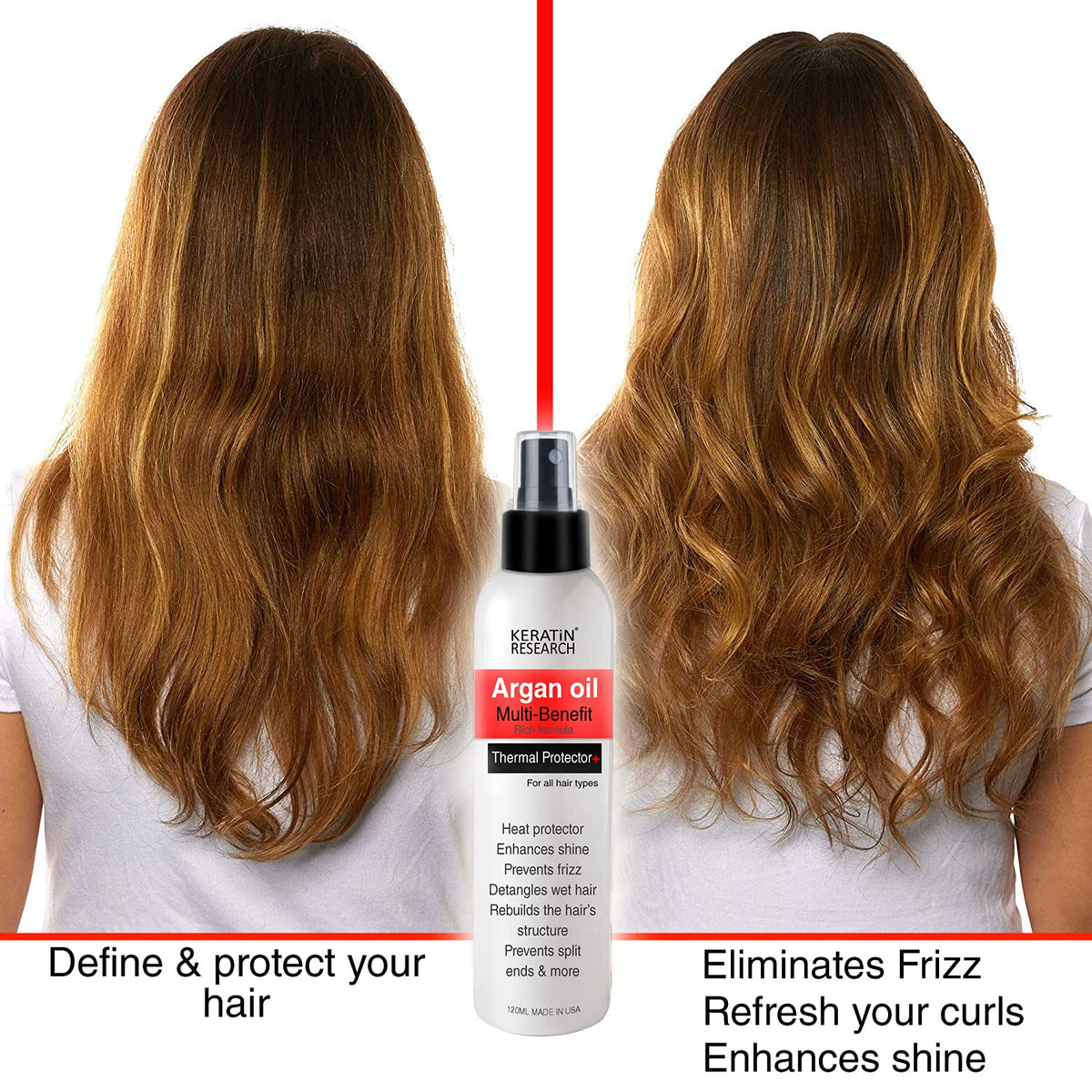 KERATIN RESEARCH fine mist on hair strand for smoother styling