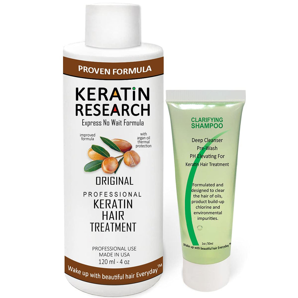 KERATIN RESEARCH front packaging showing professional results and easy use