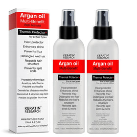 KERATIN RESEARCH front packaging twin pack showing bottles and brand for salon-ready protection