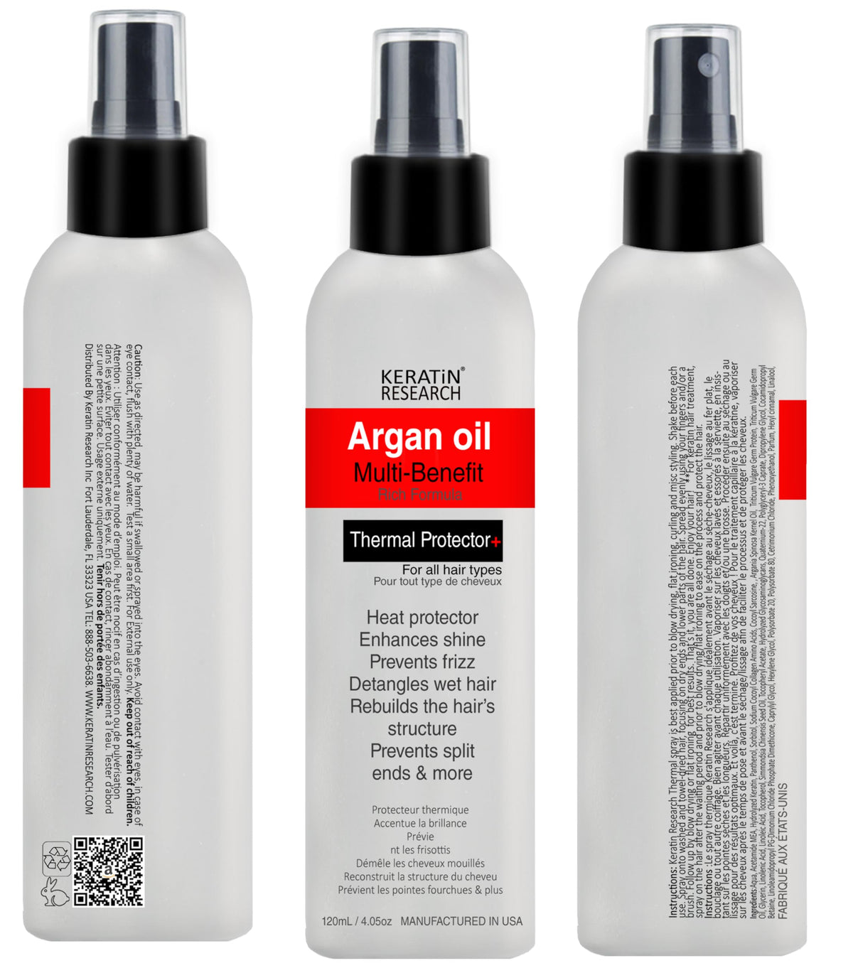 KERATIN RESEARCH bottle in hand illustrating portable size