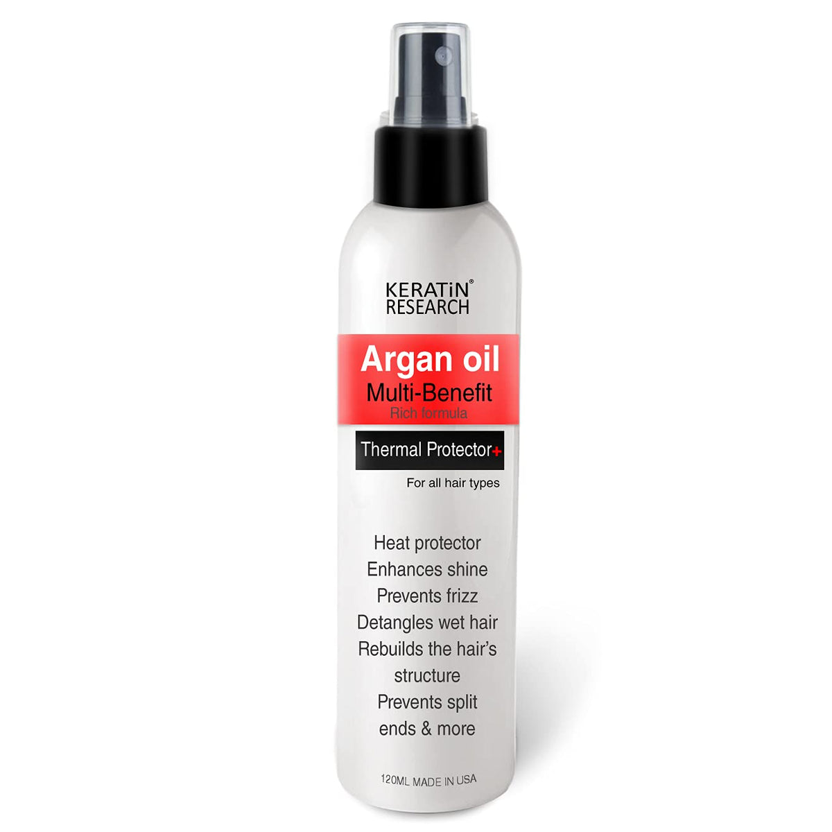 KERATIN RESEARCH mist spraying, showing even heat protection coverage