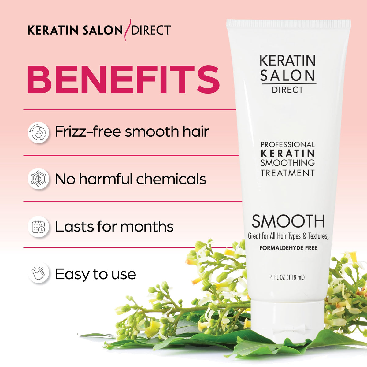 Keratin Salon Direct before and after image demonstrating frizz control