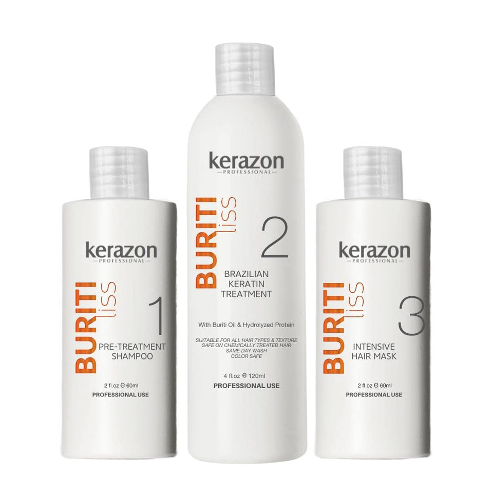 Kerazon Professional front packaging showing the three-step kit and benefits