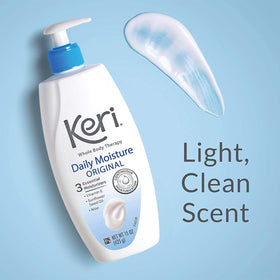 Keri original 15 oz bottle beside a ruler showing practical size and value