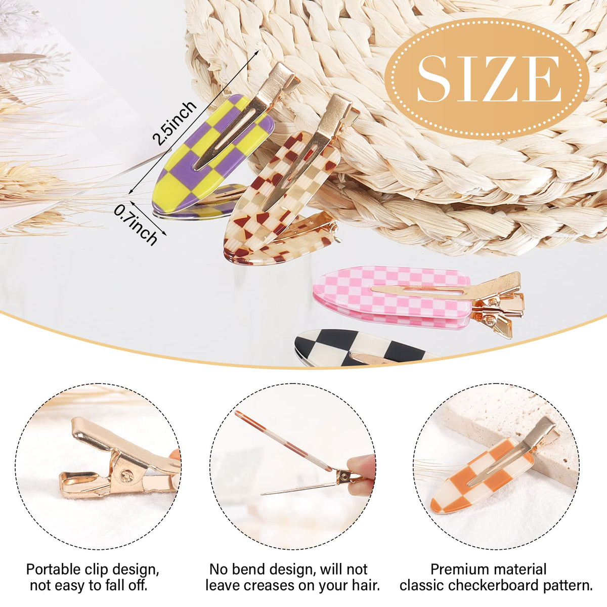 KesaPlan clips styled in hair complementing outfit and adding colorful detail