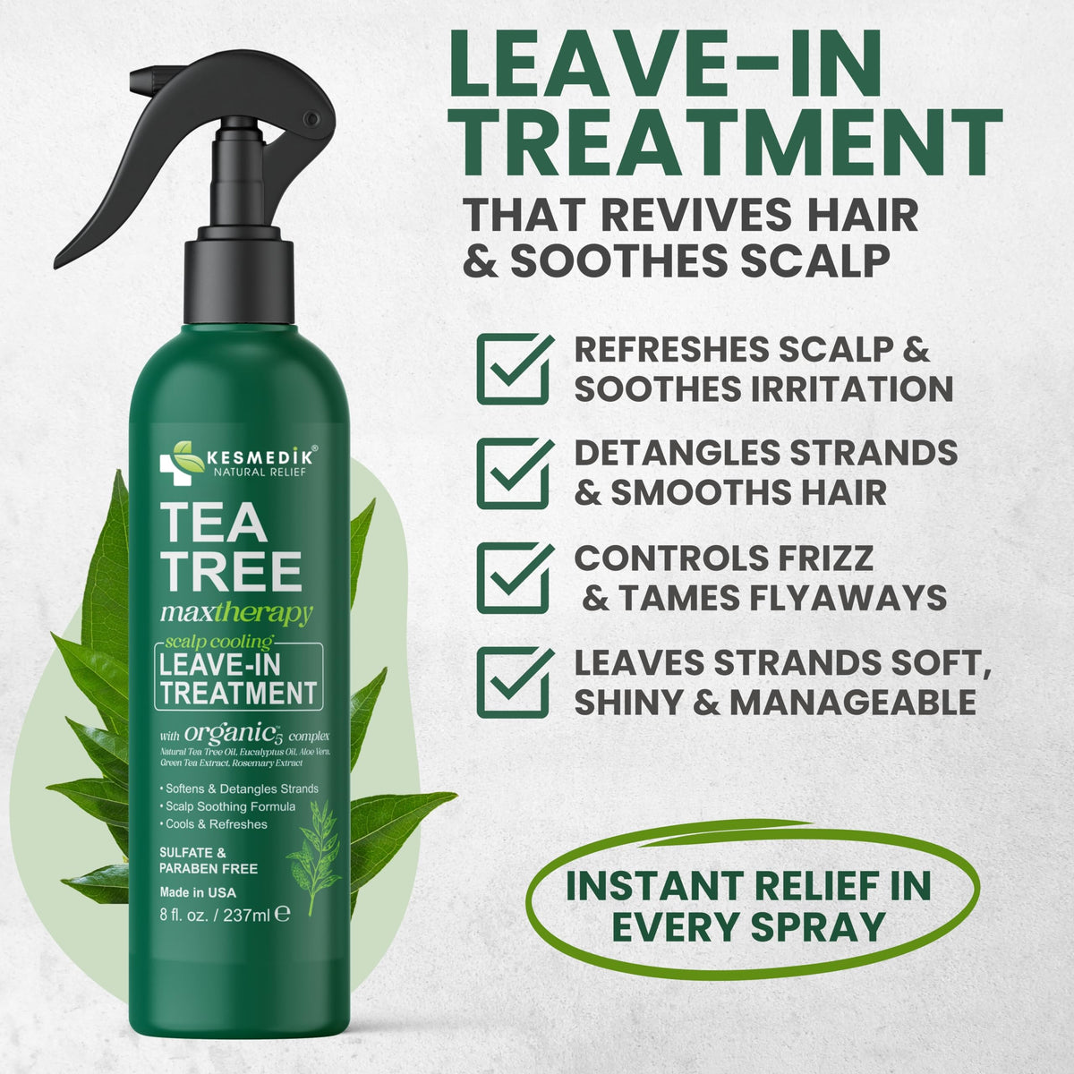 KESMEDIK back label with ingredients and usage directions for clarity