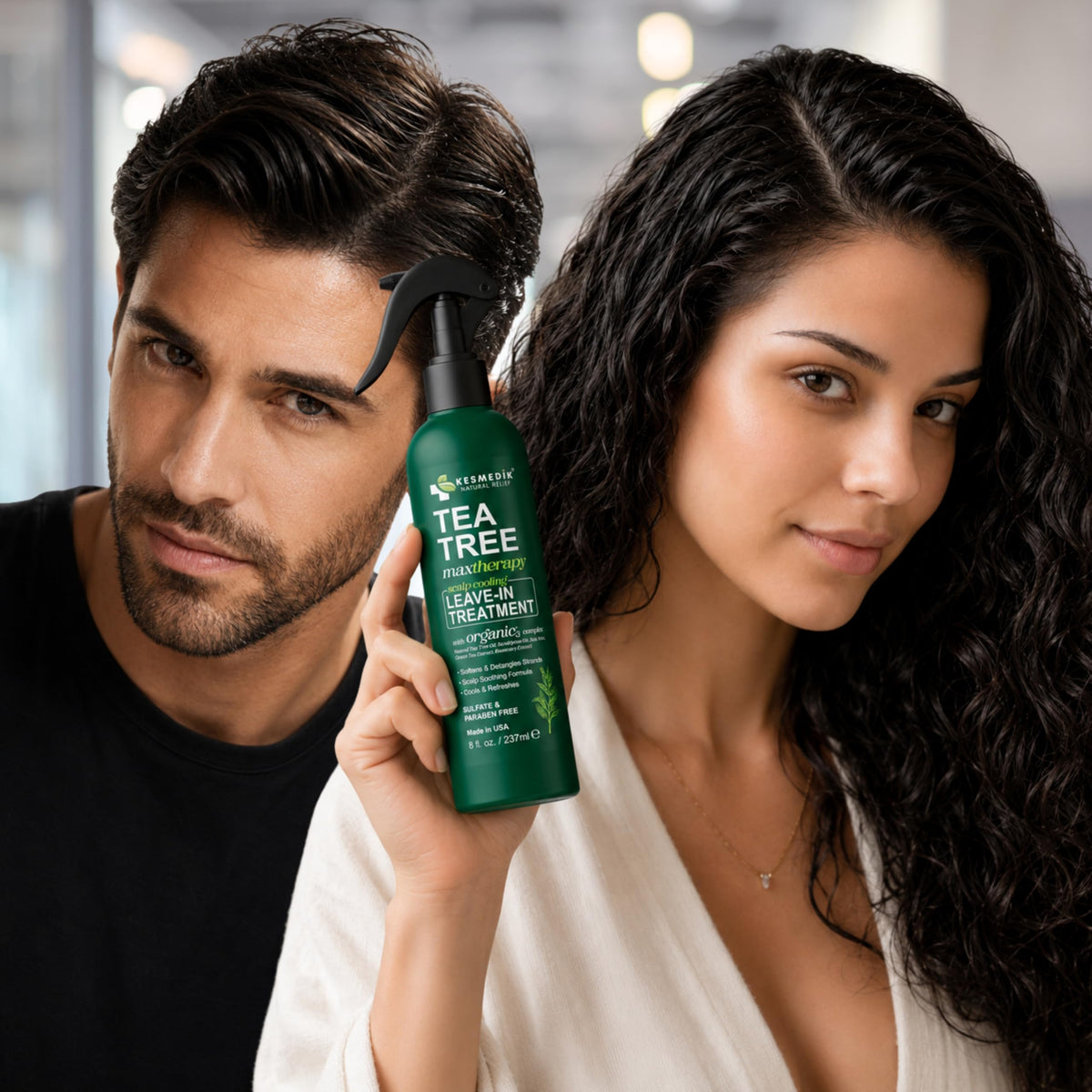 KESMEDIK before and after detangling hair showing smoother, softer result
