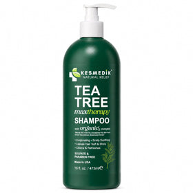 KESMEDIK bottle on bathroom shelf suggesting daily use and grooming routine benefit