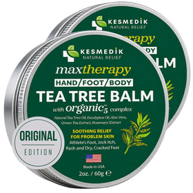 KESMEDIK front view of two balm tubes showing packaging and benefits