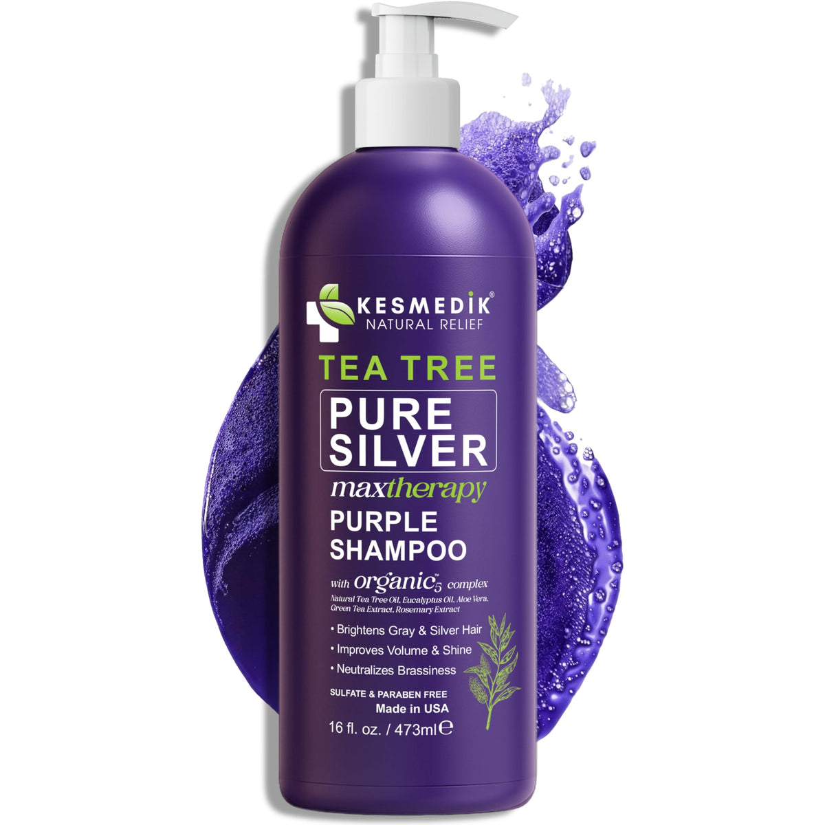 KESMEDIK front bottle image showing purple shampoo and brand clarity