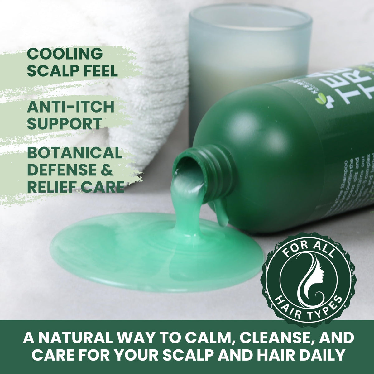 KESMEDIK being massaged into scalp to show cooling relief benefit