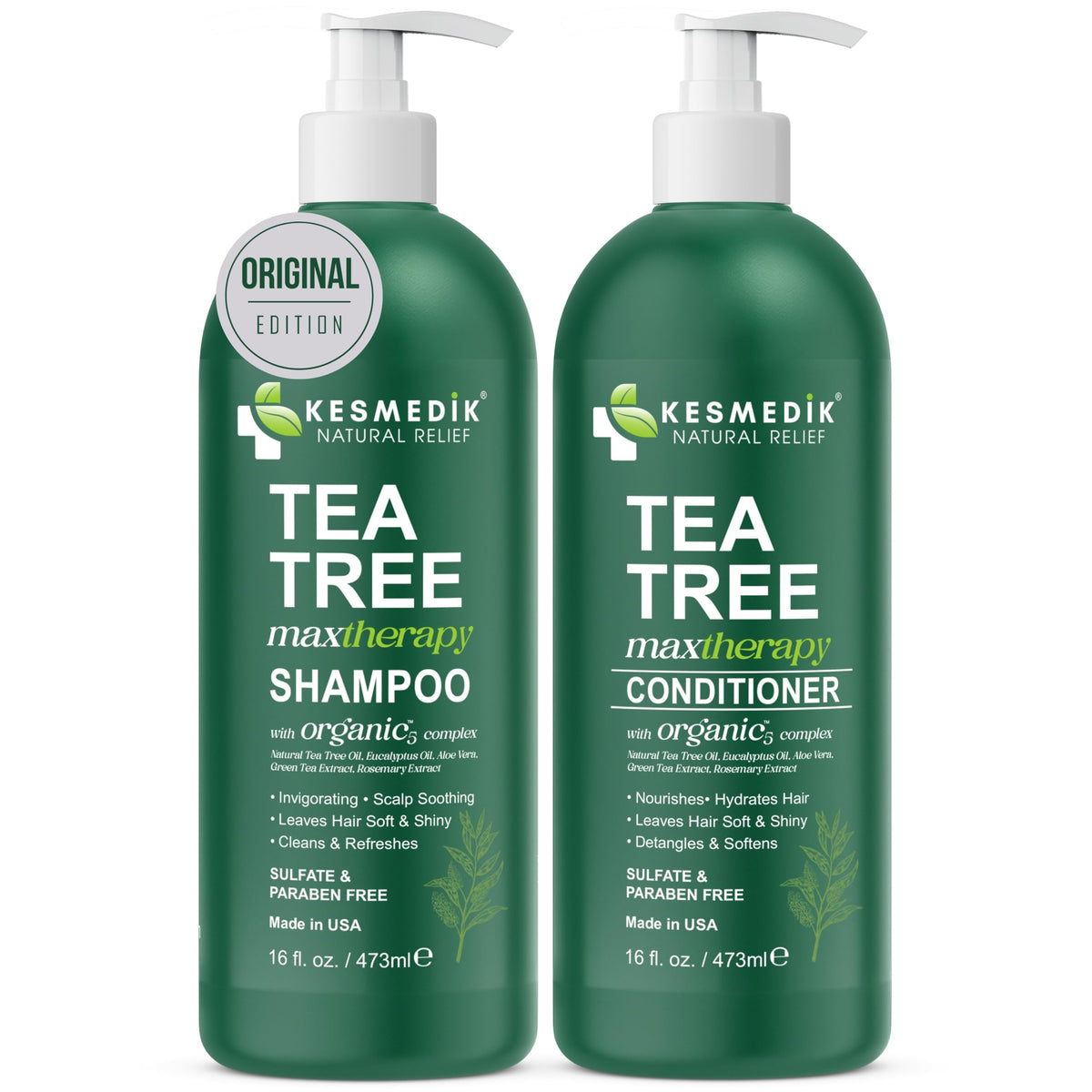 KESMEDIK 16 fl oz bottles next to hand showing true-to-size benefit