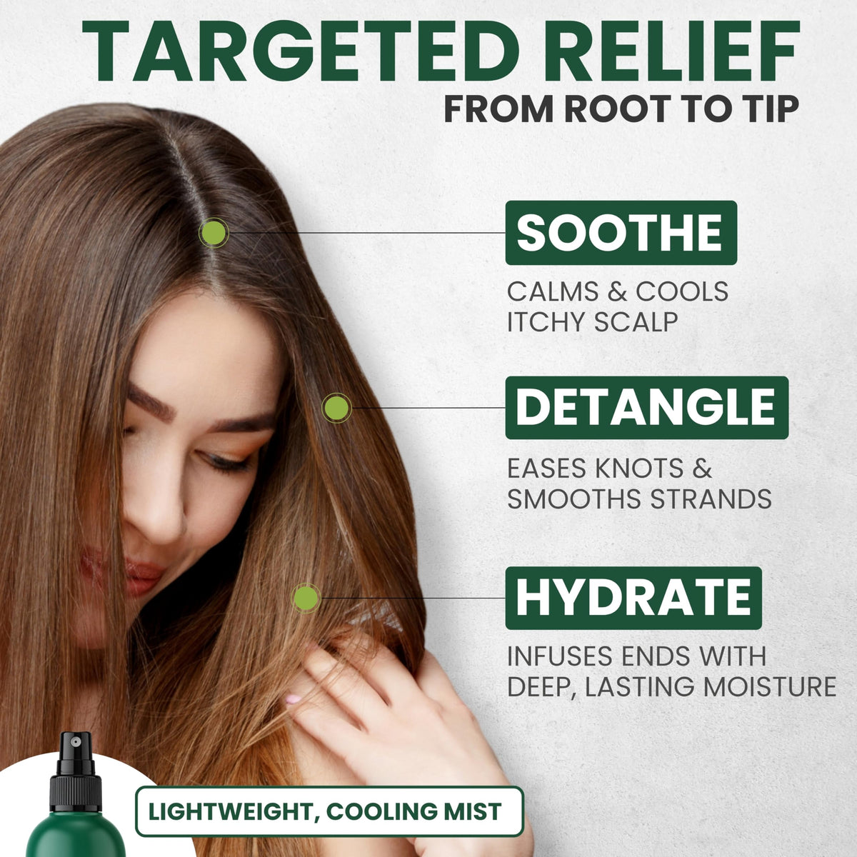 KESMEDIK spray texture on hand showing non-greasy, fast-absorbing benefit
