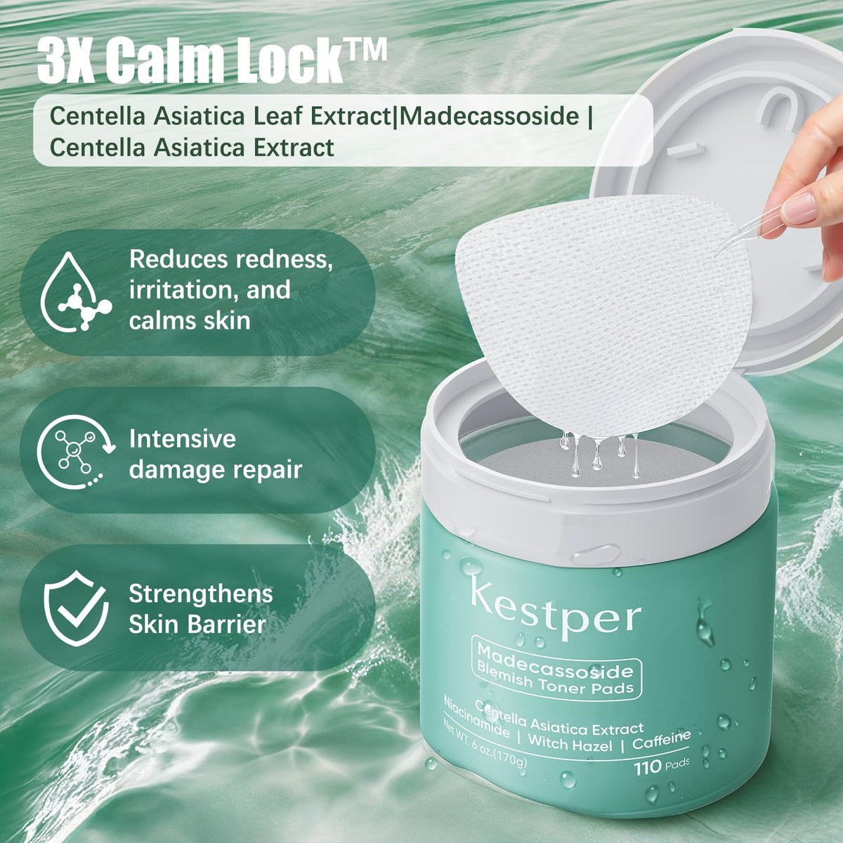 Kestper pad saturated with essence to show hydrating delivery