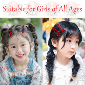 Kesvila child wearing matching ladybug clips adding playful charm