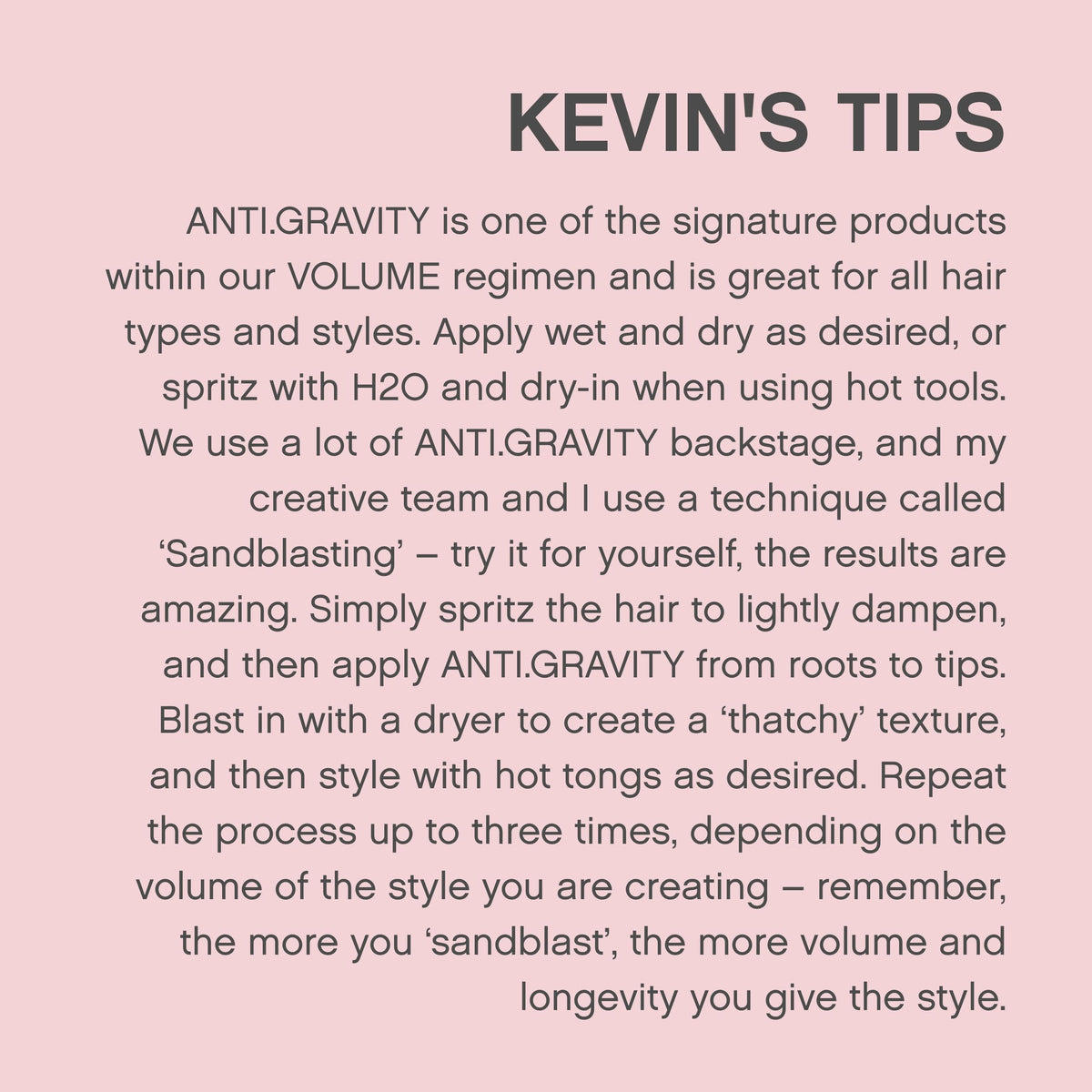 KEVIN.MURPHY label and ingredients panel highlighting clean formula benefit