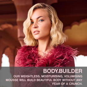 KEVIN.MURPHY mousse foam dispensed demonstrating airy texture and lift