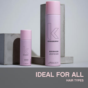 KEVIN.MURPHY product in hand to show 350ml scale and travel-friendly benefit
