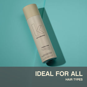 KEVIN.MURPHY size comparison beside hand to show 100 mL travel-friendly benefit