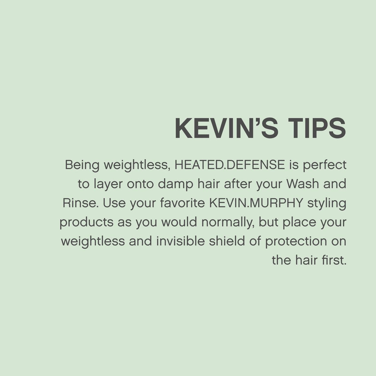 KEVIN.MURPHY label detail with jojoba and quinoa for nourishing care