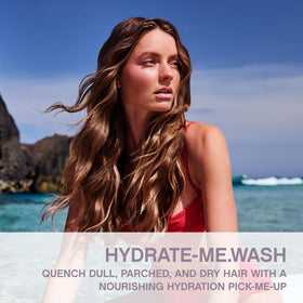 KEVIN.MURPHY hydrate-me.wash label and pump close-up highlighting easy dispensing