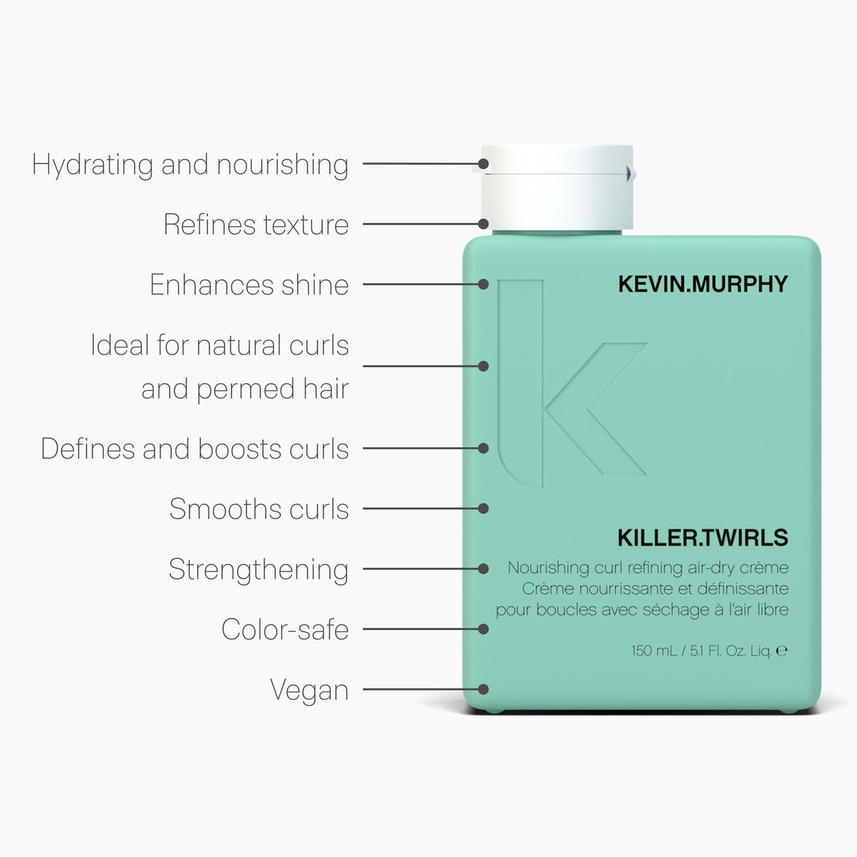 KEVIN.MURPHY before and after curl transformation showing reduced frizz
