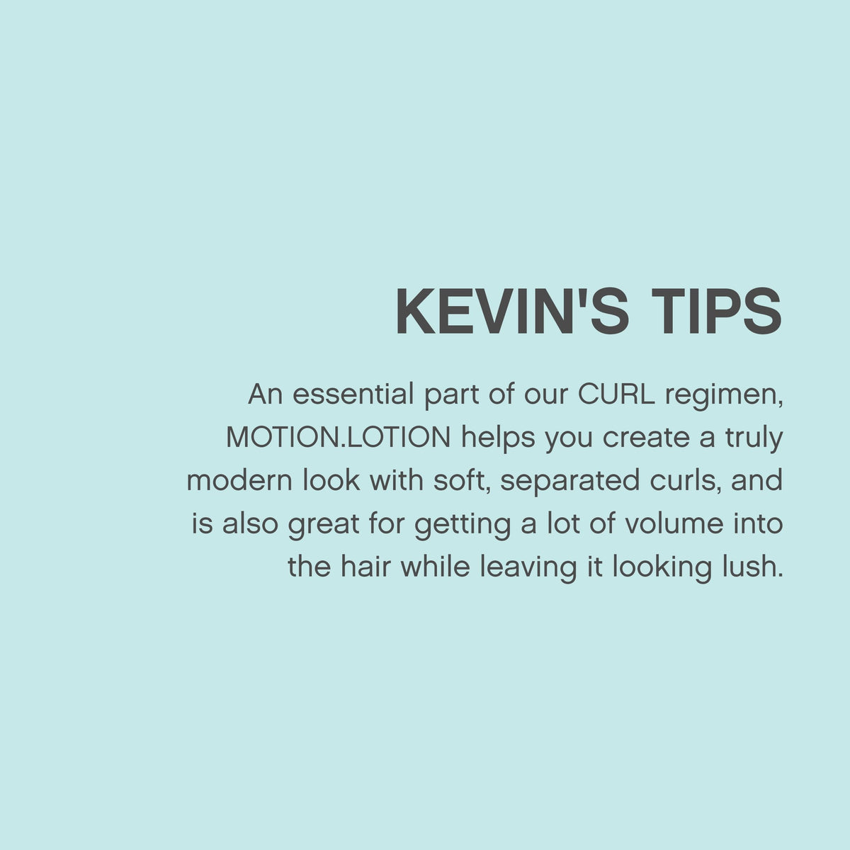 KEVIN.MURPHY MOTION.LOTION next to common objects showing 50 mL scale