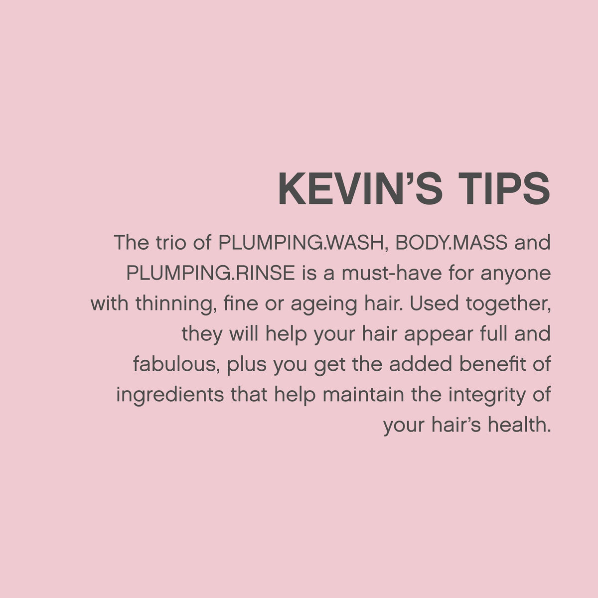 KEVIN.MURPHY label detail focused on sulfate-free claim and product benefits