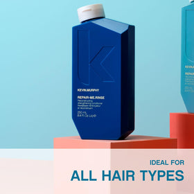 KEVIN.MURPHY applied to damp hair after shower illustrating smoother, shinier results