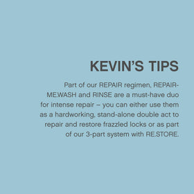 KEVIN.MURPHY bottle next to common items showing 1L scale and long-lasting supply benefit